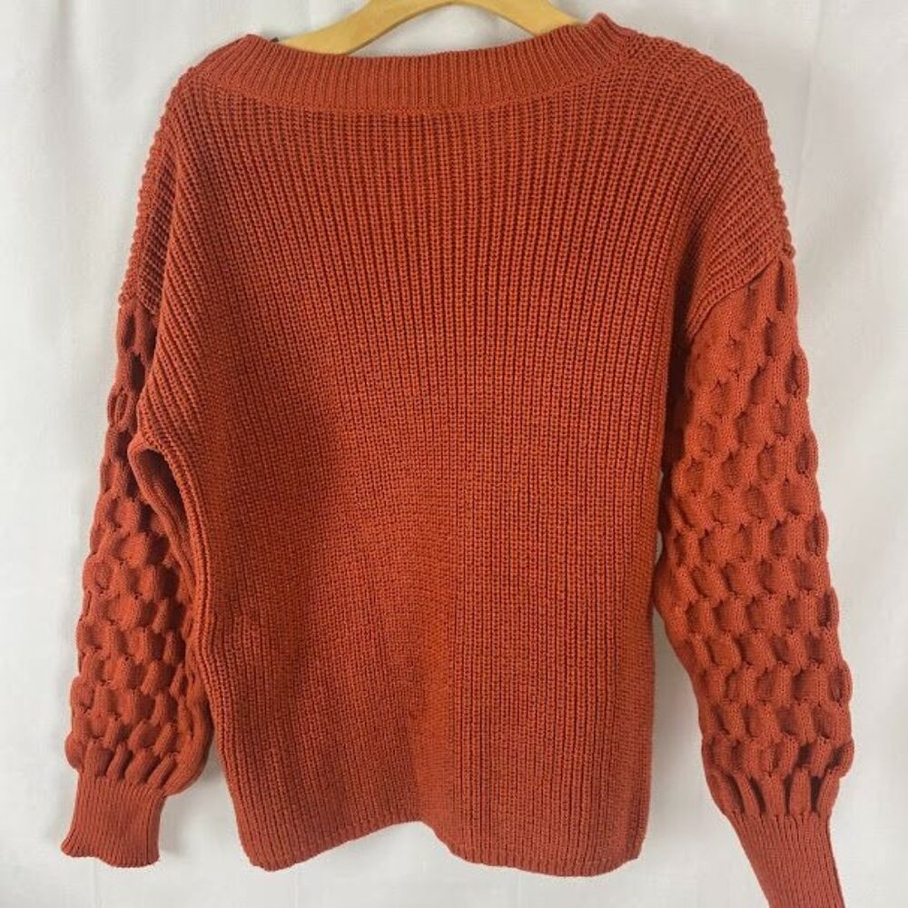 Pretty Garden Orange Knit Pullover Sweater Women's Large - Picture 5 of 12